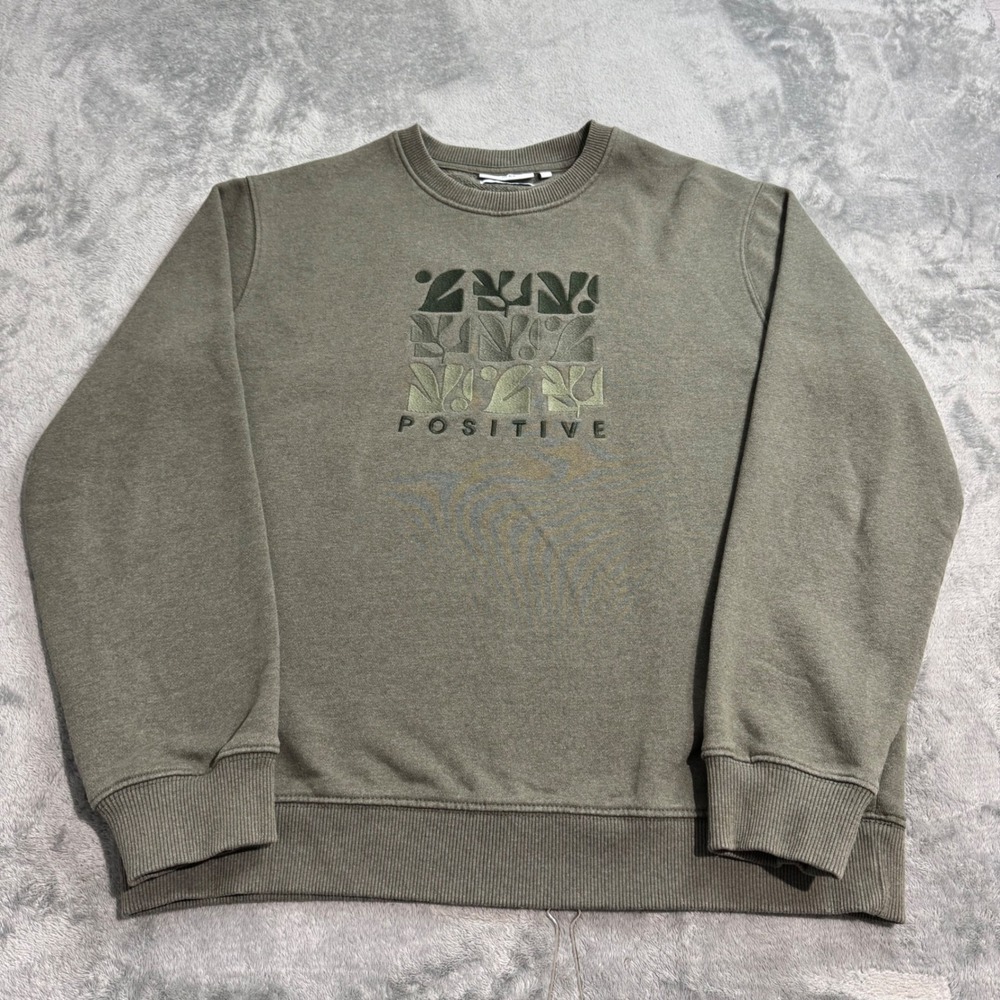 Jules Positive Embroidered Floral Heavyweight Graphic Crewneck Sweatshirt Large